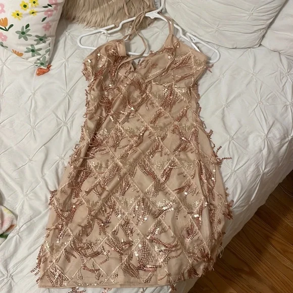 SHEIN | Dresses | Gold Sequintassel Dress From Shein Brand New Great  Condition | Poshmark